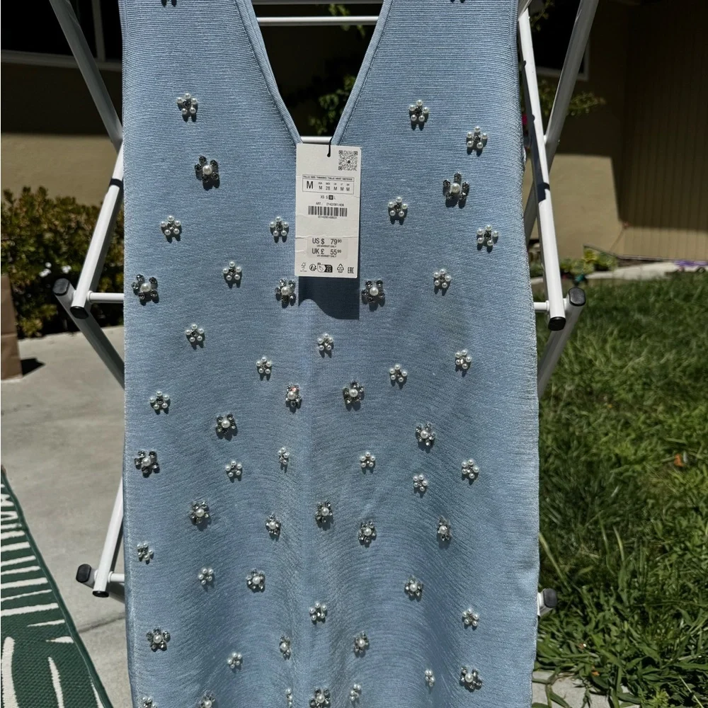 Zara Beaded Jewel Knit Mini Dress - Medium - Picture 4 of 8